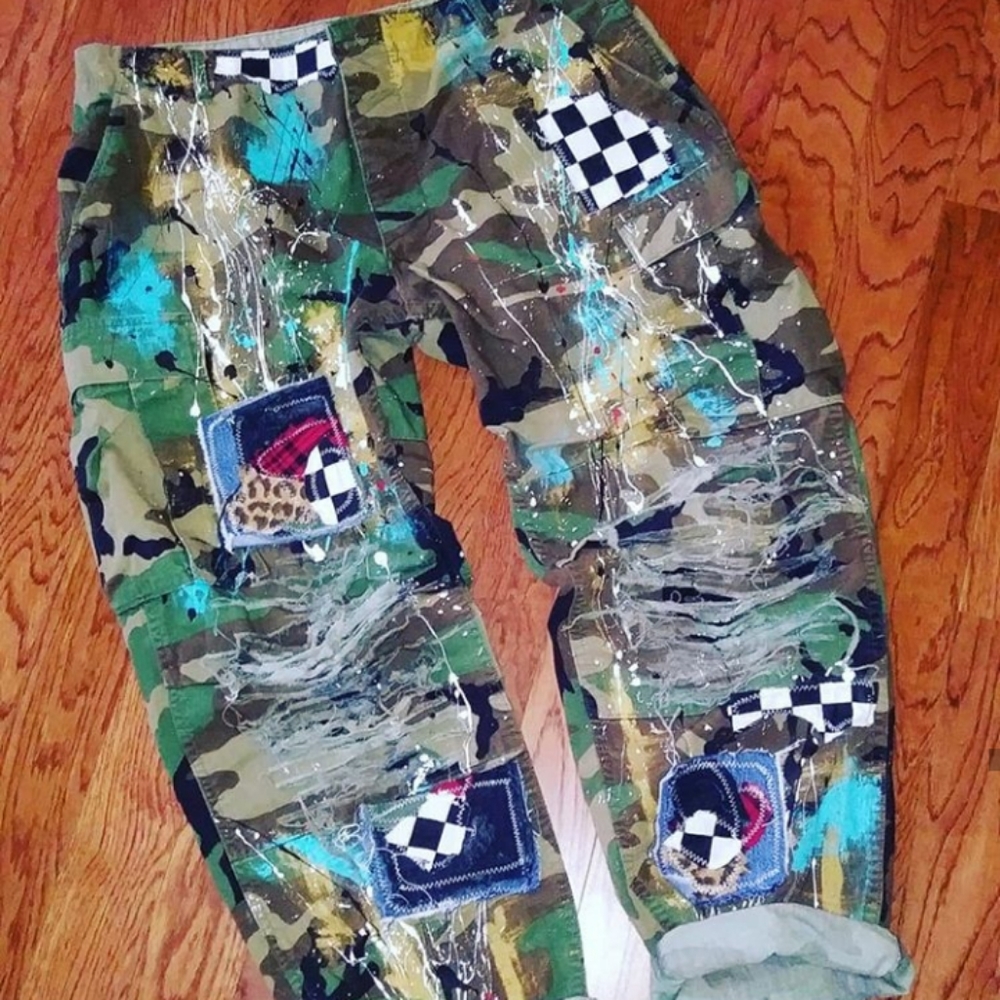 Made 2 order Custom Patchwork Camo pants